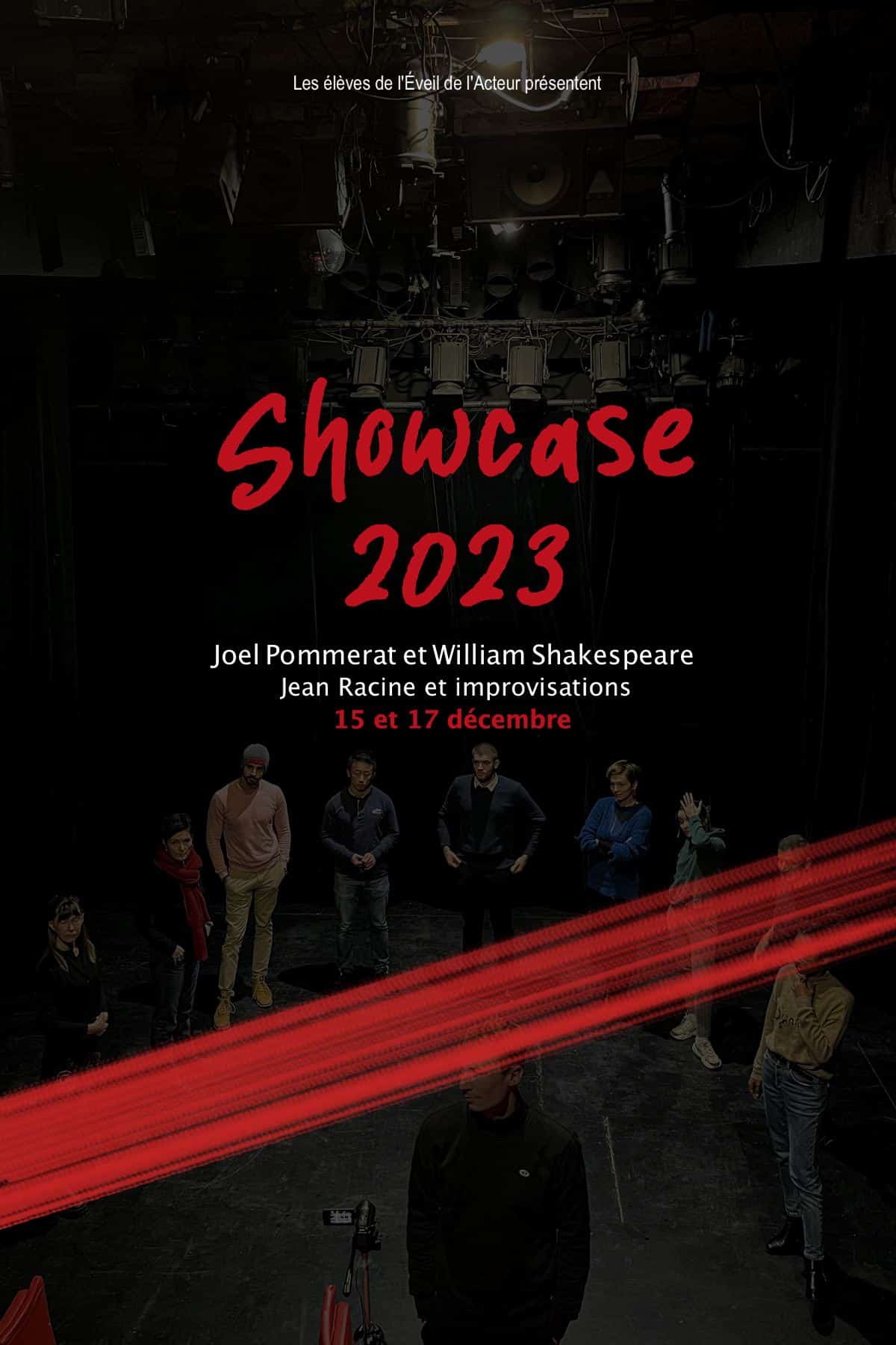 showcase 2023 présentation trimestrielle élèves éveil de l'acteur spectacle comédien comédienne acteur actrice cédric keller théâtre clavel