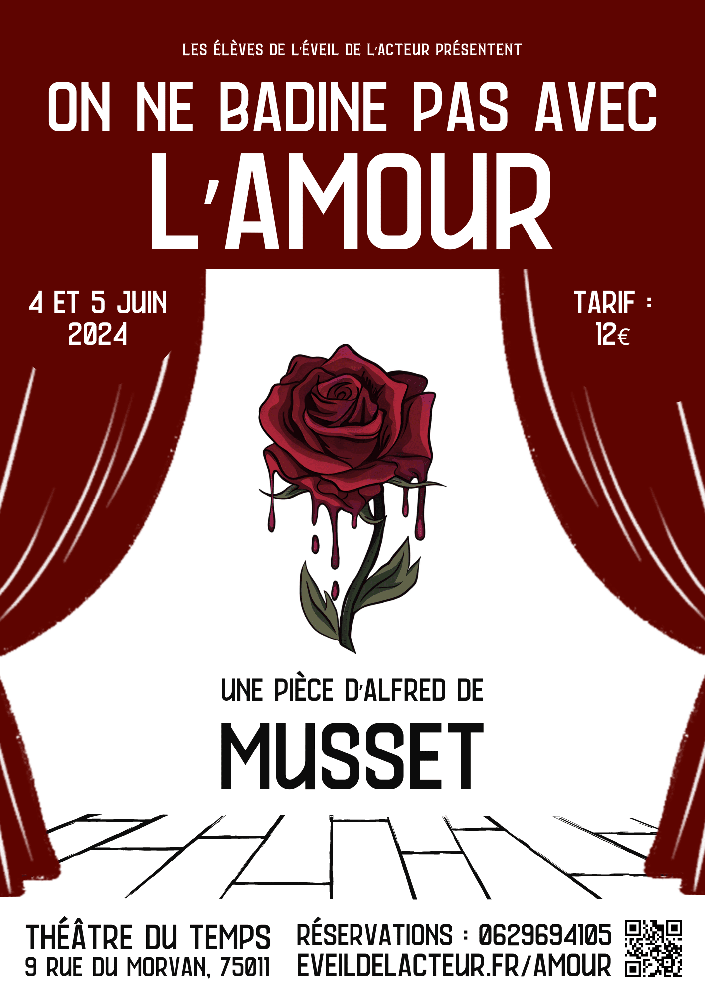 On ne badine pas avec l'amour, Alfred de Musset, spectacle de fin d'année, Éveil de l'Acteur, école de théâtre à paris formation 